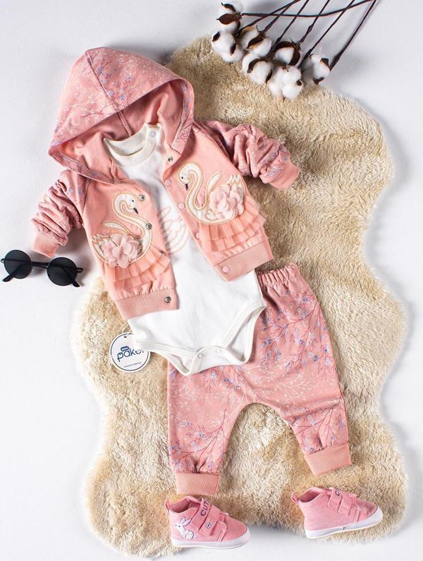 Pakel Kız Bebek 3'lü Takım 0-6 Ay Koyu Pembe - Image 1