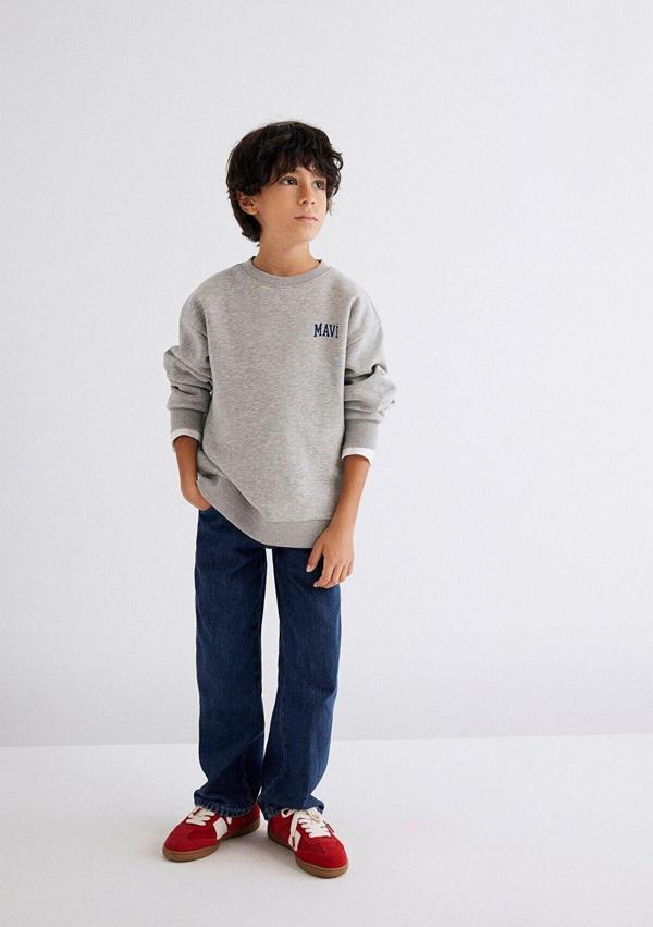 Mavi Logo Baskılı Gri Sweatshirt 6S10055-88468 - Image 1