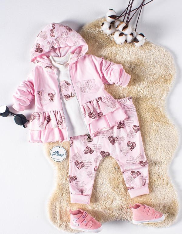 Pakel Kız Bebek 3'lü Takım 9-18 Ay Pembe - Image 1
