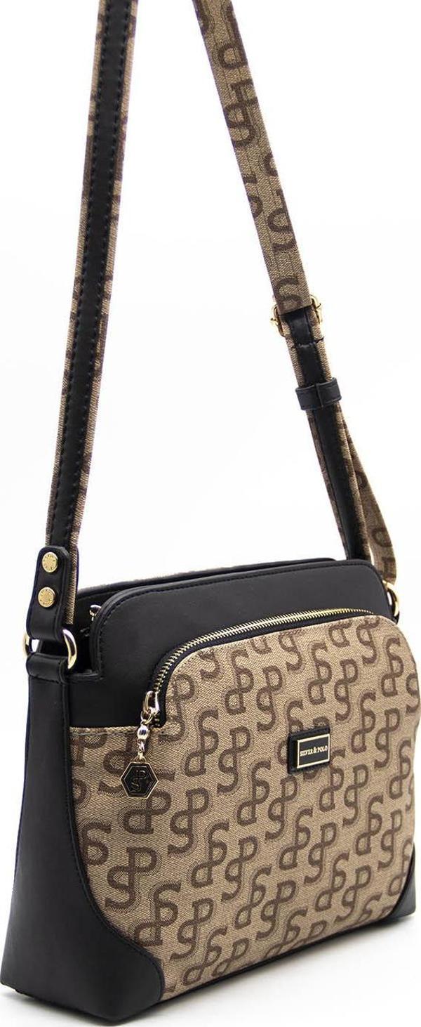 Silver & Polo Kadın Çapraz Çanta 364-41227 ÇAPRAZ BAYAN ÇANTASI M169 KOYU BEJ-NOVA SİYAH - Image 1