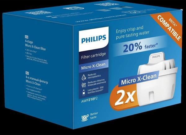 Philps 2'li Su Arıtma Sürahisi Filtresi (BRİTA UYUMLU) Micro X-clean Awp210P2 - Image 1