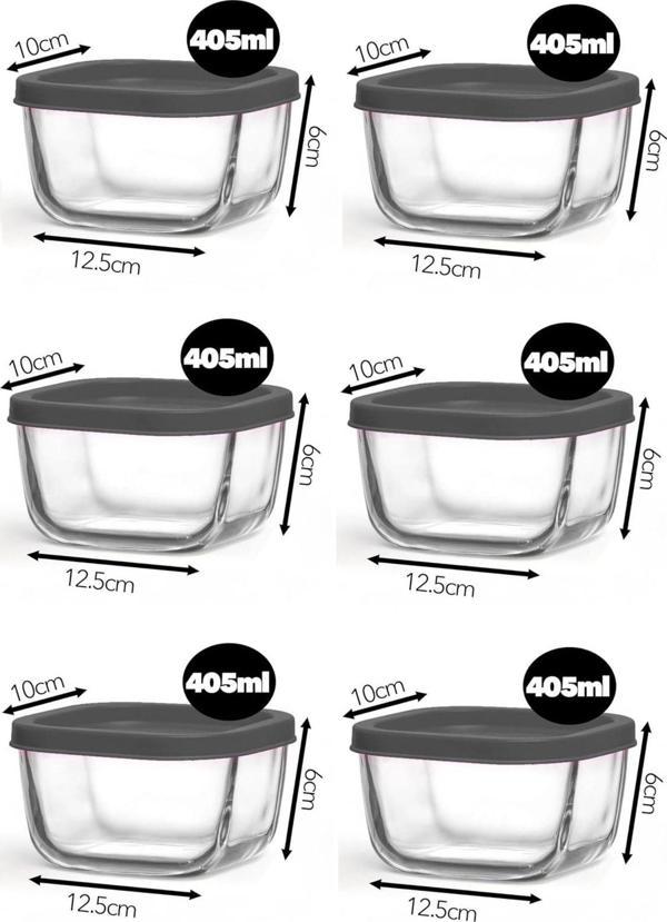 Lav Feyzade Cube Kahvaltılık Saklama Kabı Seti 6 Adet 405Cc Gri Kapaklı (Cub-235) - Image 1