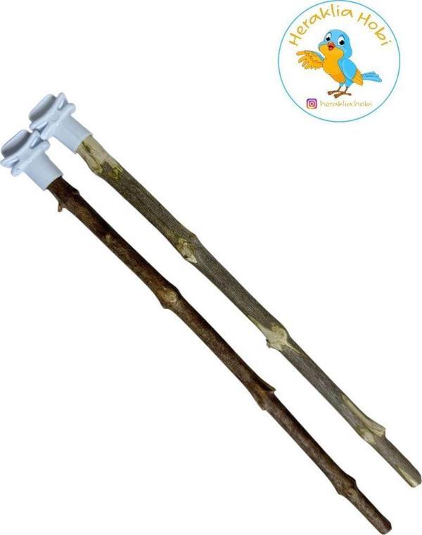 Heraklia Hobi Doğal Tahta Kuş Tünek 30Cm 2 Adet - Image 1