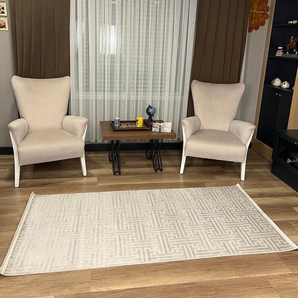 Hoom Rugs Aria 1128 Gri Pamuk Tabanlı Modern Halı - Image 1