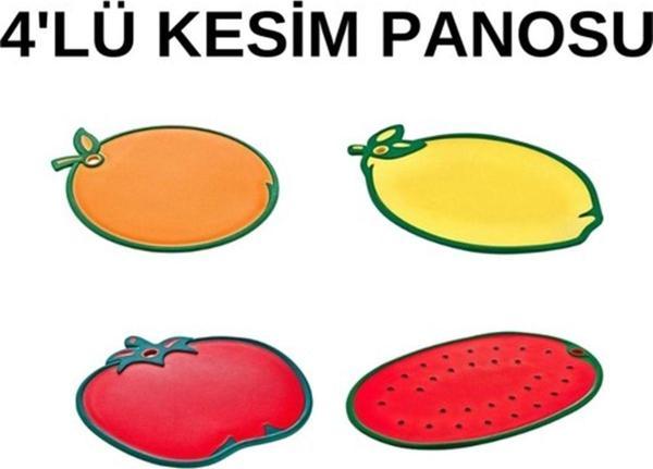 Doğuş Mutfak Kaydırmaz 4'Lü Kesim Panosu, 4'Lü Meyve Kesim Panosu - Image 1