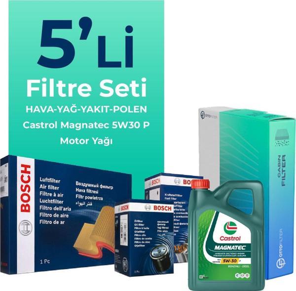 BOSCH Toyota Proace 1.5 Dizel Filtre Bakım Seti Castrol Motor Yağlı (2018-2025) 5 Li - Image 1
