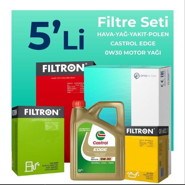 Filtron Audi Q5 40 TDi Filtre Bakım Seti Castrol Motor Yağlı (2021-2024) 5 Li - Image 1