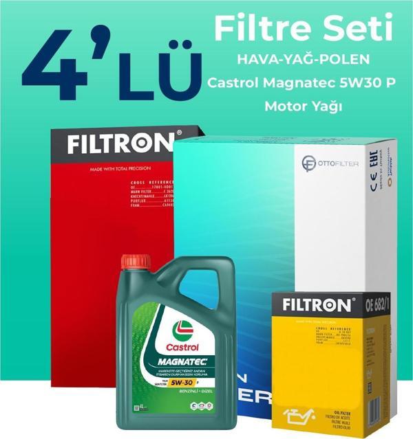 Filtron Toyota Proace 1.5 Dizel Filtre Bakım Seti Castrol Motor Yağlı (2018-2025) 4 Lü - Image 1