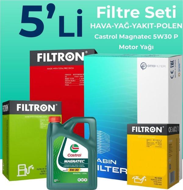 Filtron Toyota Proace 1.5 Dizel Filtre Bakım Seti Castrol Motor Yağlı (2018-2025) 5 Li - Image 1