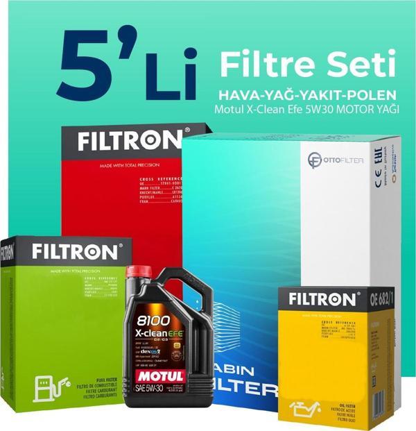 Filtron Toyota Proace 1.5 Dizel Filtre Bakım Seti Motul Motor Yağlı (2018-2025) 5 Li - Image 1