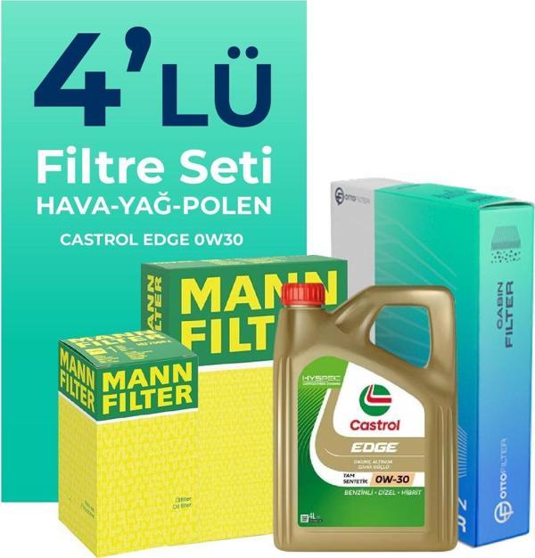 MANN Audi A4 40 TDi Filtre Bakım Seti Castrol Motor Yağlı (2020-2024) 4 Lü - Image 1