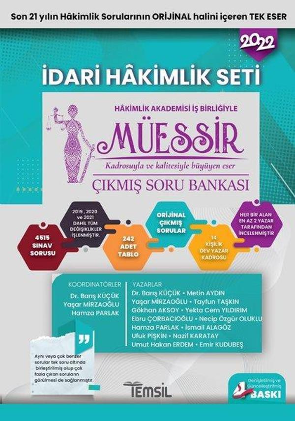 2022 Müessir Çıkmış Soru Bankası-  İdari Hakimlik Seti - Temsil Kitap - Image 1