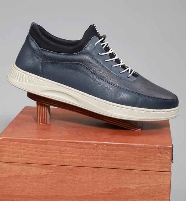 Konfores 1525 Hakiki Deri Anatomik Tabanlı Erkek Sneakers Ayakkabı - NKT01525-gri-41 - Image 1
