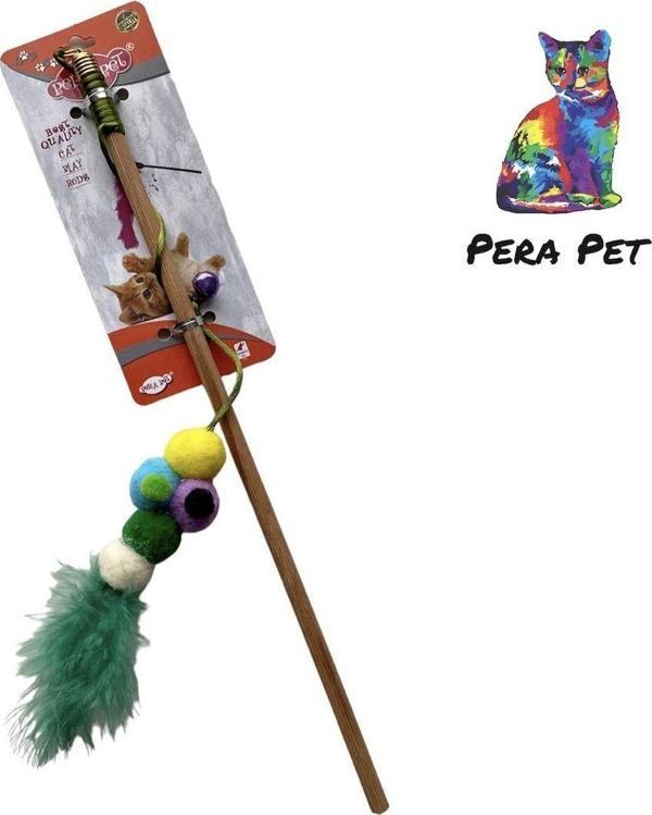 Kedi Oltası Özel Üretim Oyuncaklı ve Zilli Ahşap Sap Kedi Oyuncağı - Image 1