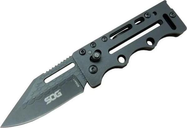 Sog Ac77bk Siyah Yaprak Kamp Çakı 15 Cm - Metal Sap, Kılıflı - Image 1