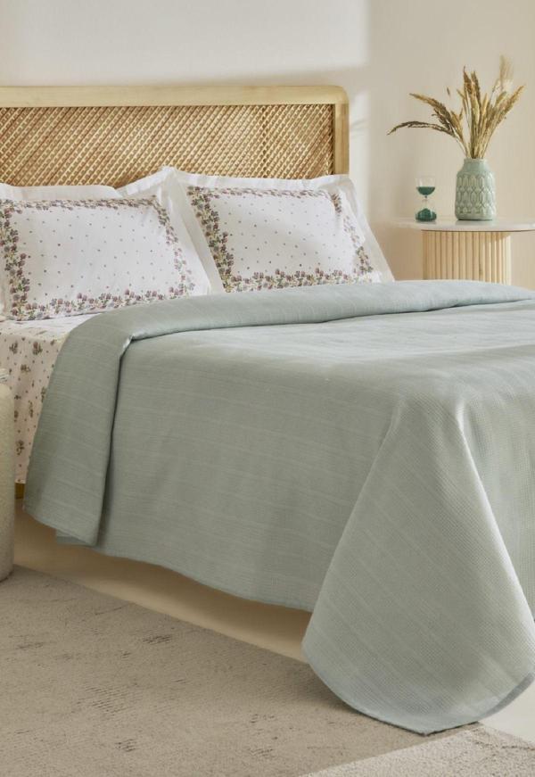 Karaca Home Roshell %100 Pamuk Tek Kişilik Pike Takımı Adaçayı - Image 1