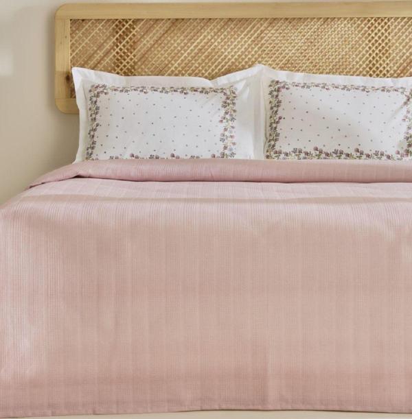 Karaca Home Roshell %100 Pamuk Tek Kişilik Pike Takımı Pudra - Image 1