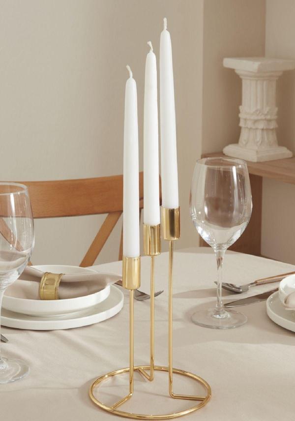Karaca Home Siela 3'lü Şamdan Gold - Image 1