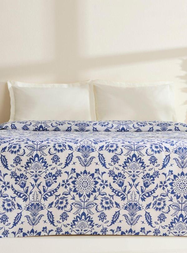 Karaca Home Sven %100 Pamuk Çift Kişilik Tek Pike Mavi - Image 1