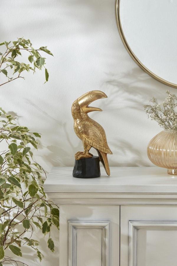 Karaca Home Toucan Biblo 14.5x9.5x30.5 cm Gold - Image 1