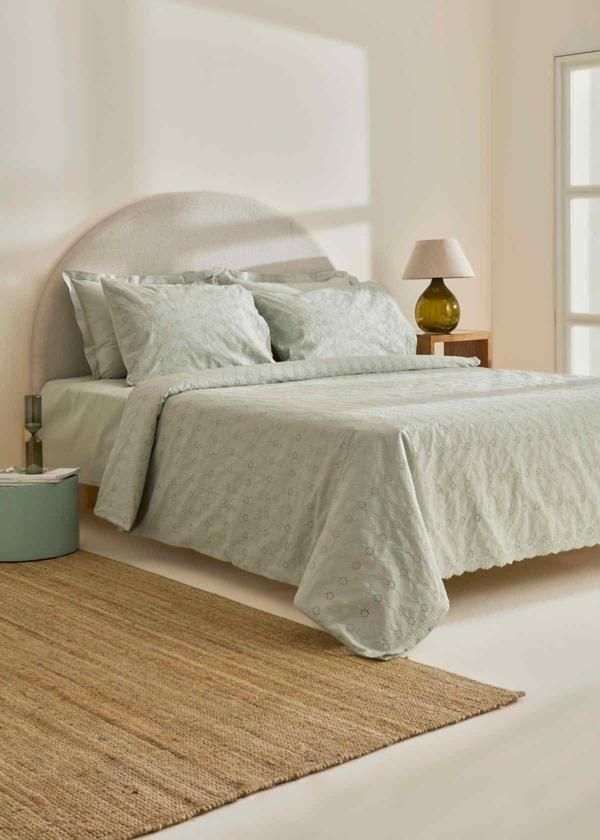 Karaca Home Vivien Brodeli %100 Pamuk Çift Kişilik Nevresim Takımı Adaçayı - Image 1