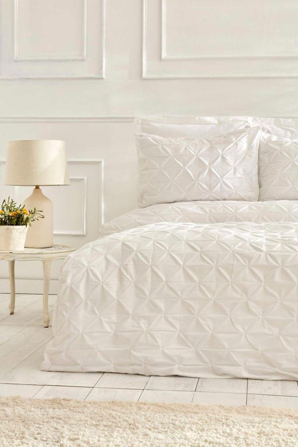 Karaca Home White Collection Castello %100 Pamuk Çift Kişilik Puntolu Nevresim Takımı Beyaz - Image 1