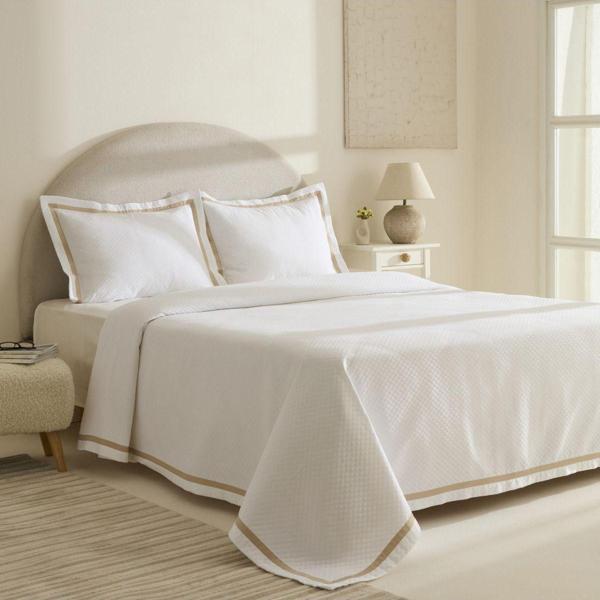 Karaca Home White Collection Doris %100 Pamuk Çift Kişilik Yatak Örtüsü Takımı Bej - Image 1