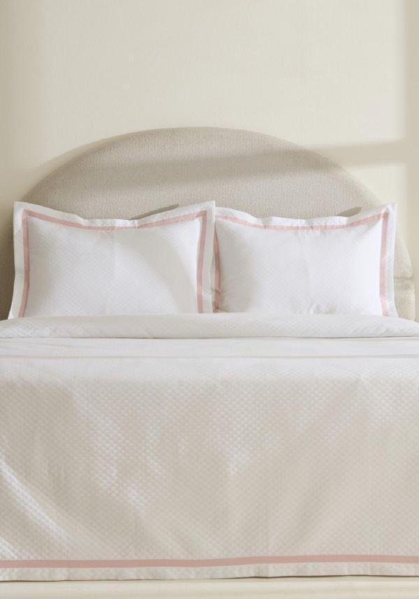 Karaca Home White Collection Doris %100 Pamuk Çift Kişilik Yatak Örtüsü Takımı Pudra - Image 1