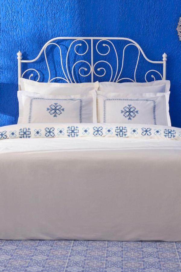 Karaca Home Clarissa Nakışlı %100 Pamuk Çift Kişilik Nevresim Takımı Beyaz - Image 1