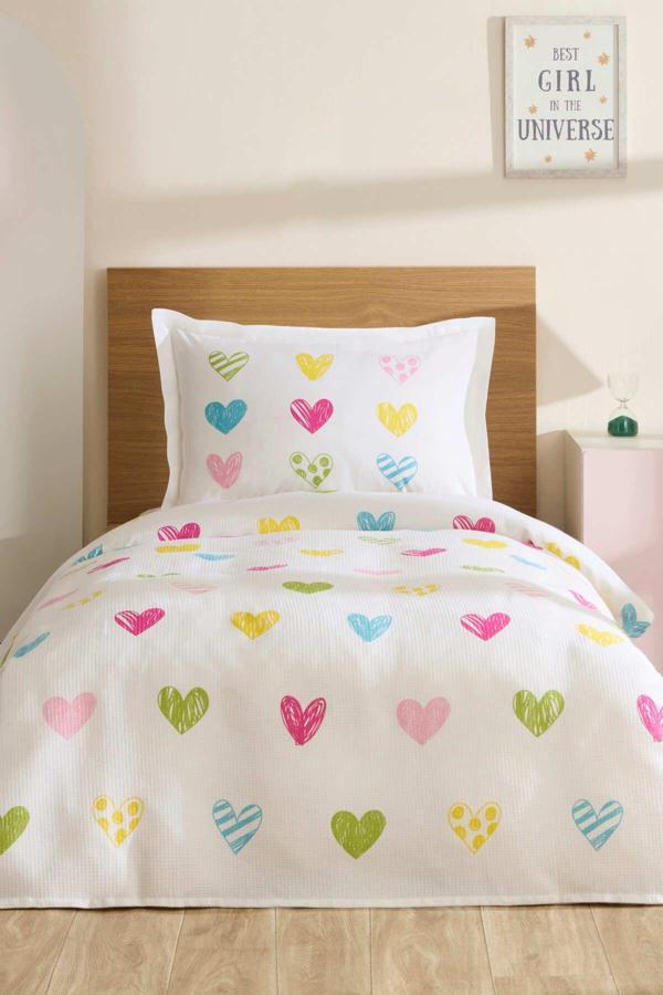 Karaca Home Young Color Heartz %100 Pamuk Tek Kişilik Pike Takımı - Image 1