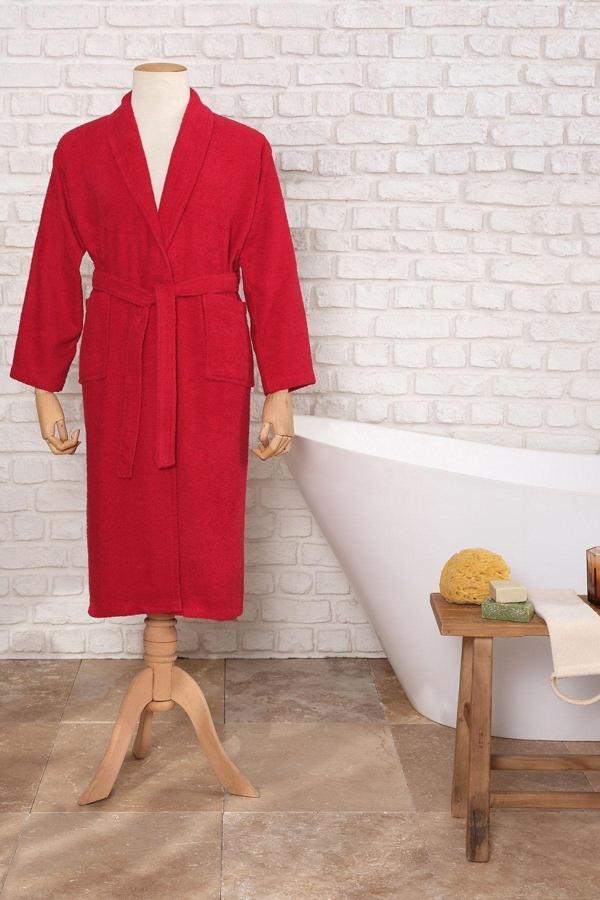 Karaca Home Daily Soft Kırmızı %100 Pamuk Kadın Bornoz S/M - Image 1