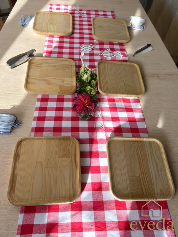 Eveda Çam Kare Tabak 6lı - Image 1