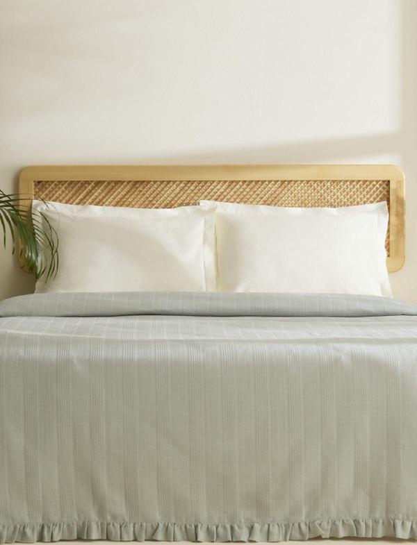 Karaca Home Maye %100 Pamuk Fırfırlı Çift kişilik Tek Pike Mint - Image 1