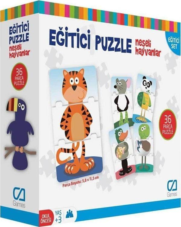 CA.5028 CA Games Eğitici Puzzle Neşeli Hayvanlar - Image 1