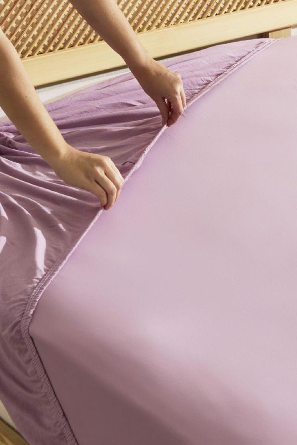 Karaca Home Penye Çift Kişilik %100 Pamuk Lastikli Çarşaf Pembe - Image 1