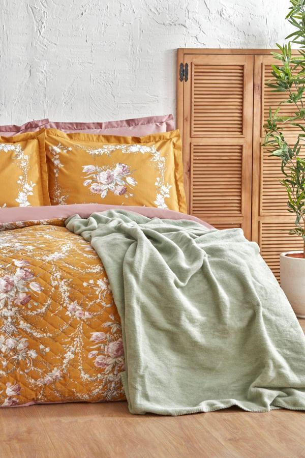 Karaca Home Petra Çift Kişilik Winter Set Battaniyeli Takım Yeşil - Image 1