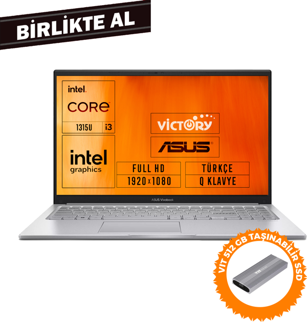 Asus Vivobook 15 i3-1315U 12GB 512GB SSD 15.6" FHD W11P + VIT 512 GB SSD X1504VA-NJ2379 036 - Image 1