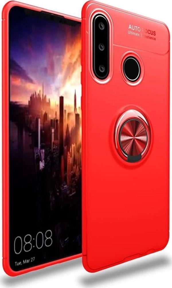 Huawei Y6P Kılıf Range Yüzüklü Silikon - Kırmızı - Image 1