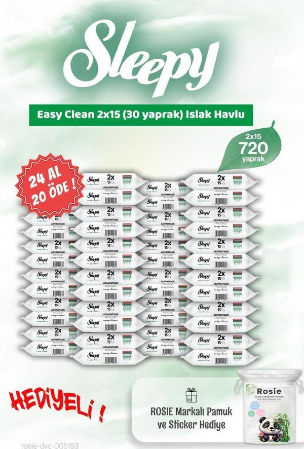 Sleepy 24 AL 20 ÖDE Easy Clean 2x15 Islak Mendil ve Rosie Hediye - Image 1
