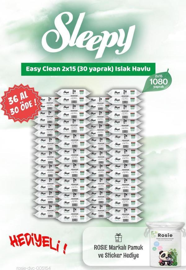 36 AL 30 ÖDE Sleepy 2x15 Easy Clean Islak Mendil ve Rosie Hediye - Image 1