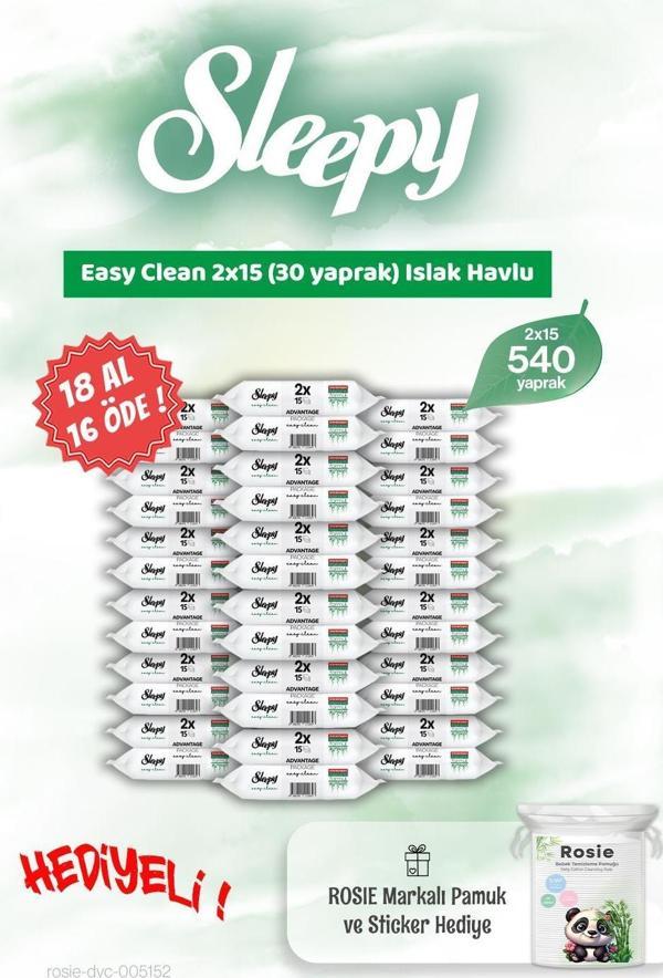 Sleepy 2x15 Easy Clean 18 AL 16 ÖDE Islak Mendil ve Rosie Hediye - Image 1