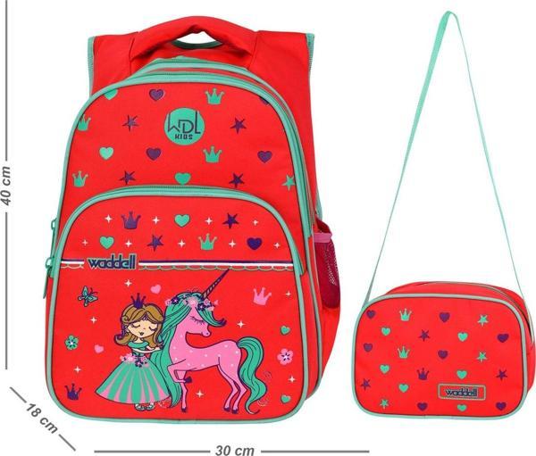 Waddell Lisanslı Mercan Prenses Desenli Ilkokul ve Beslenme Çantası 6001 - Image 1
