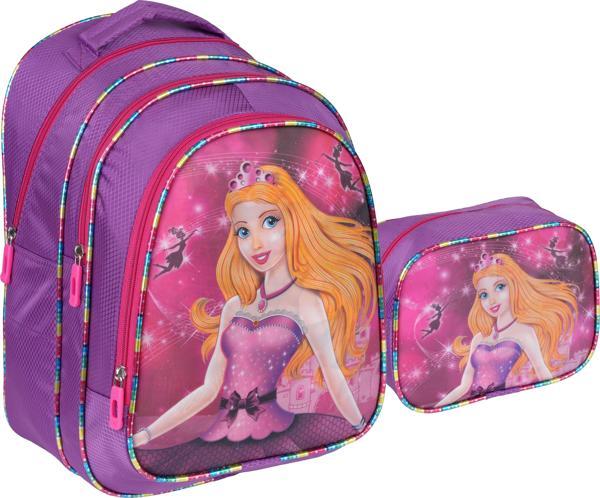 Relaxion Mor Barbie Desenli İlkokul Çantası Beslenme Çantalı 1311-2 - Image 1