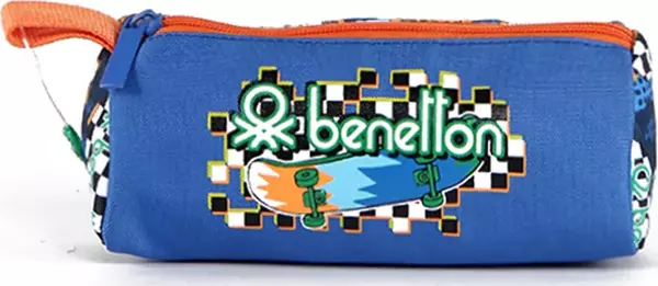 United Colors of Benetton Tek Bölmeli Mavi Kay Kay Desenli Kalem Çantası 03697 - Image 1