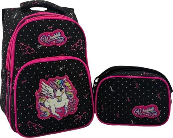 Waddell Unicorn Benekli İlkokul Sırt ve Beslenme Çantası 5051 - Image 1