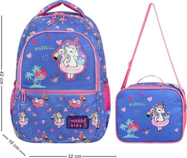 Waddell Unicorn Desenli Lisanslı İlkokul Çantası Beslenme Çantalı 24205 - Image 1
