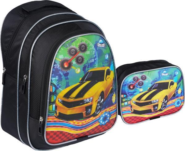 Relaxion Sarı Araba Desenli İlkokul Çantası Beslenme Çantalı 1312-4 - Image 1