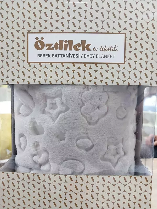Özdilek Embos Peluş Bebek Battaniyesi 100 X 120 Açık Gri 9561 - Image 1
