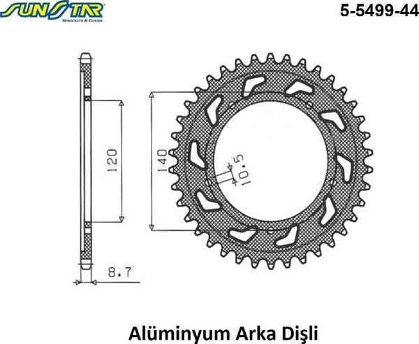 ARKA DİŞLİ ALÜMİNYUM SUZUKI GSX-R 1000cc DİŞLİ SAYISI : +2 2001-2021 - Image 1