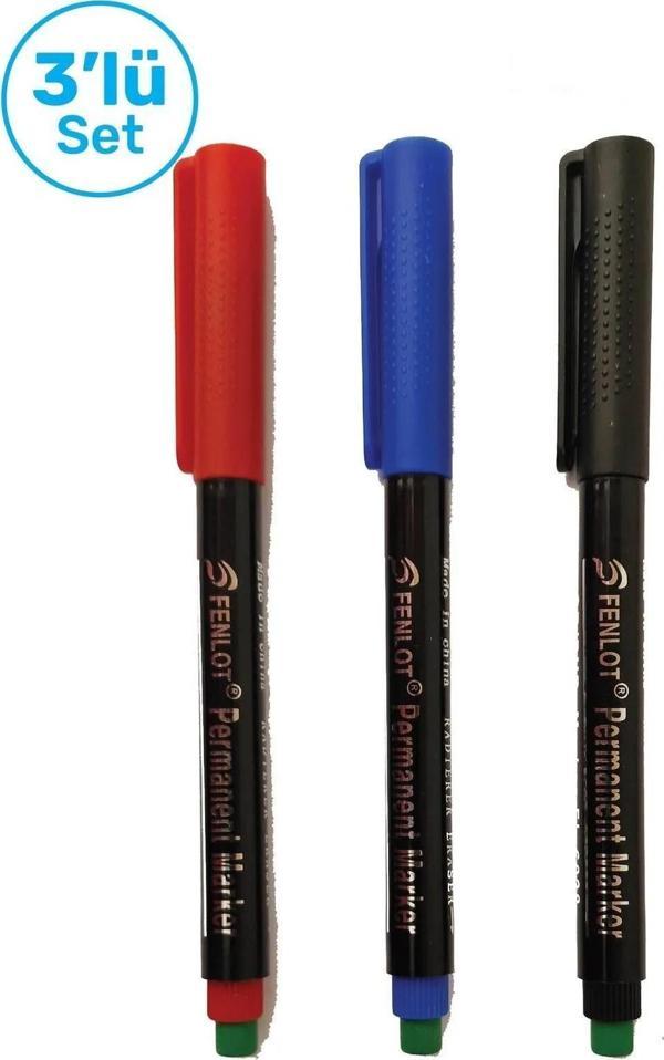 Fenlot Karışık Renk Asetat Permanent Cd Kalemi Medium Uçlu (3lü set) - Image 1